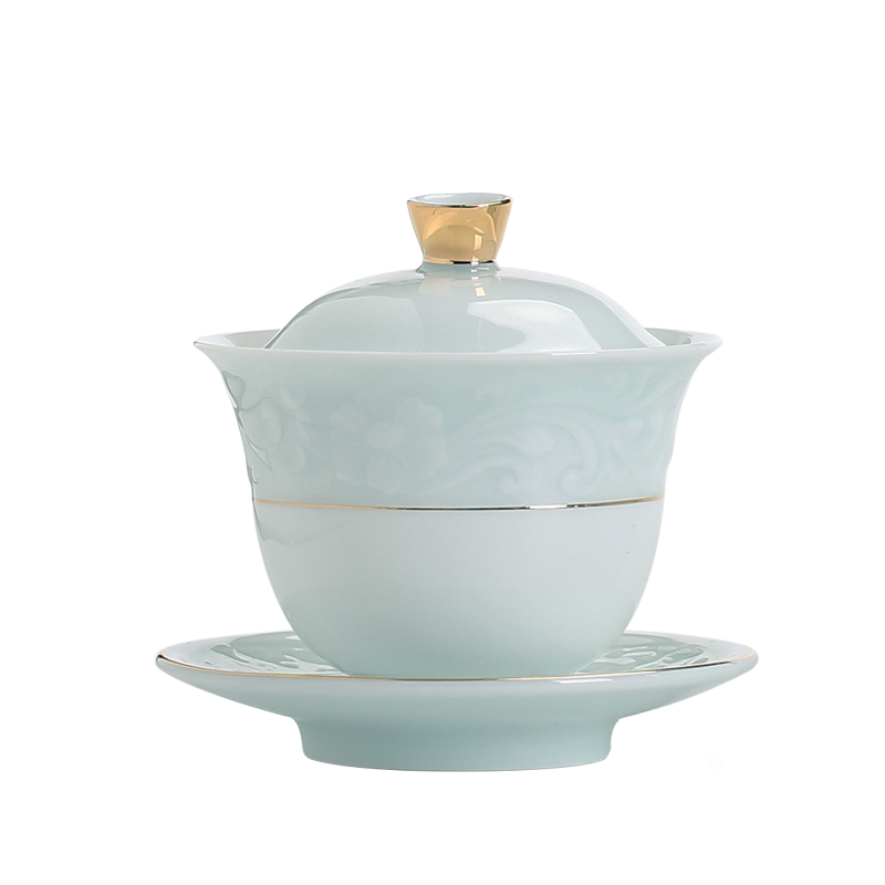 China Qian kung fu tea set hand - made paint tureen three tea tea accessories network ceramic teapot to make tea bowl bowl)