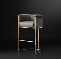 Nordic leisure stainless steel high stool Cafe backrest bar chair Metal bar chair Household simple bar stool