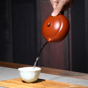 宜兴紫砂壶 家用功夫茶壶茶具 手工制作188球孔黑金钢砂扁西施壶