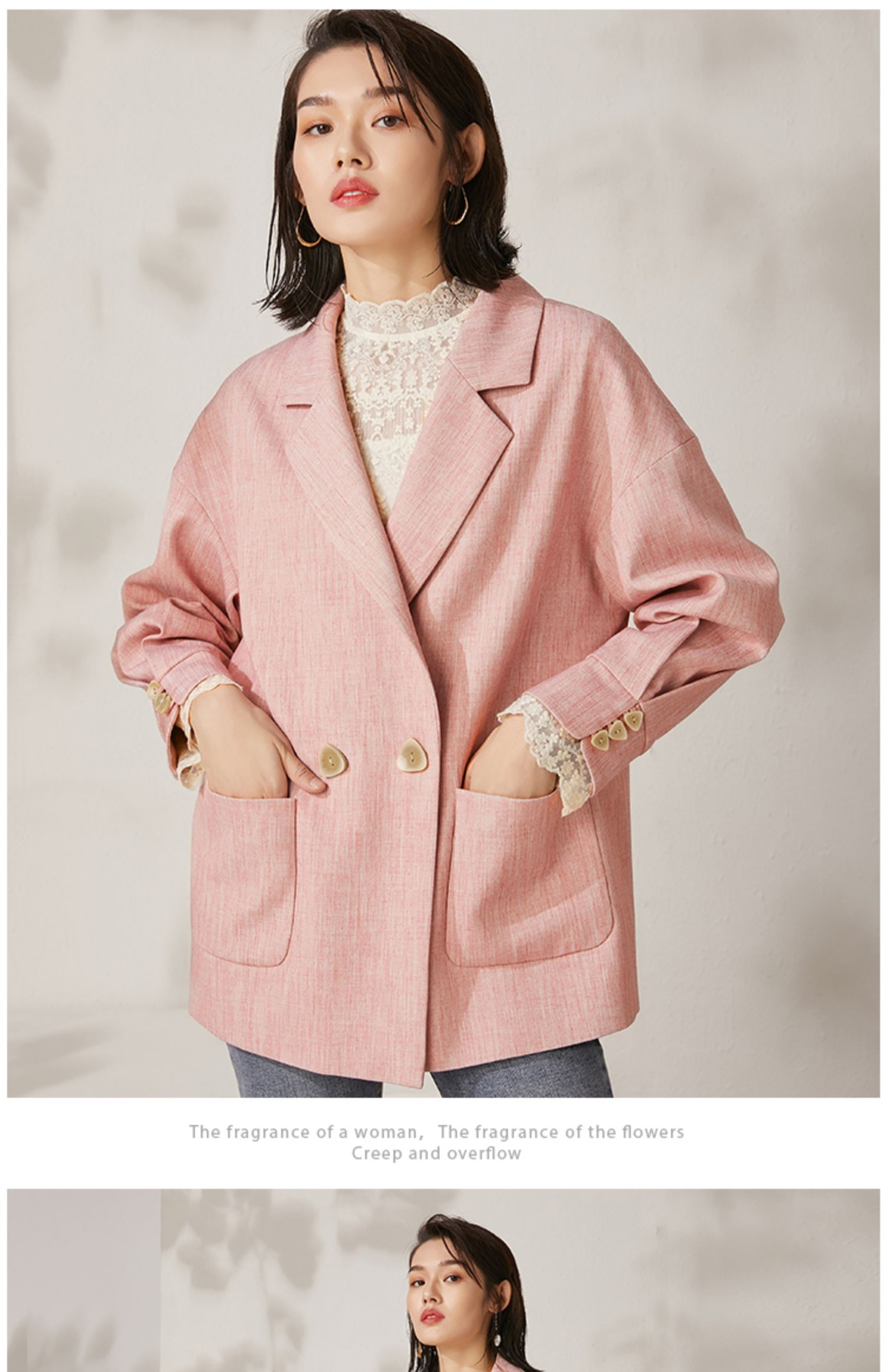 2020春新款蓝色粉色小西装女