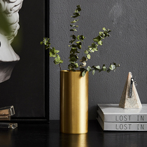 Modern luxury brass desktop creative vase plug furniture accessories living room simulated dry flower garden gold