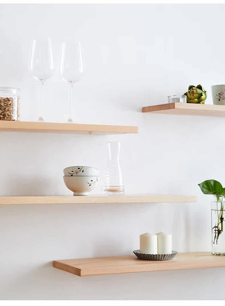 客厅墙上置物架实木一字隔板简约现代壁挂搁板电视背景墙装饰架子