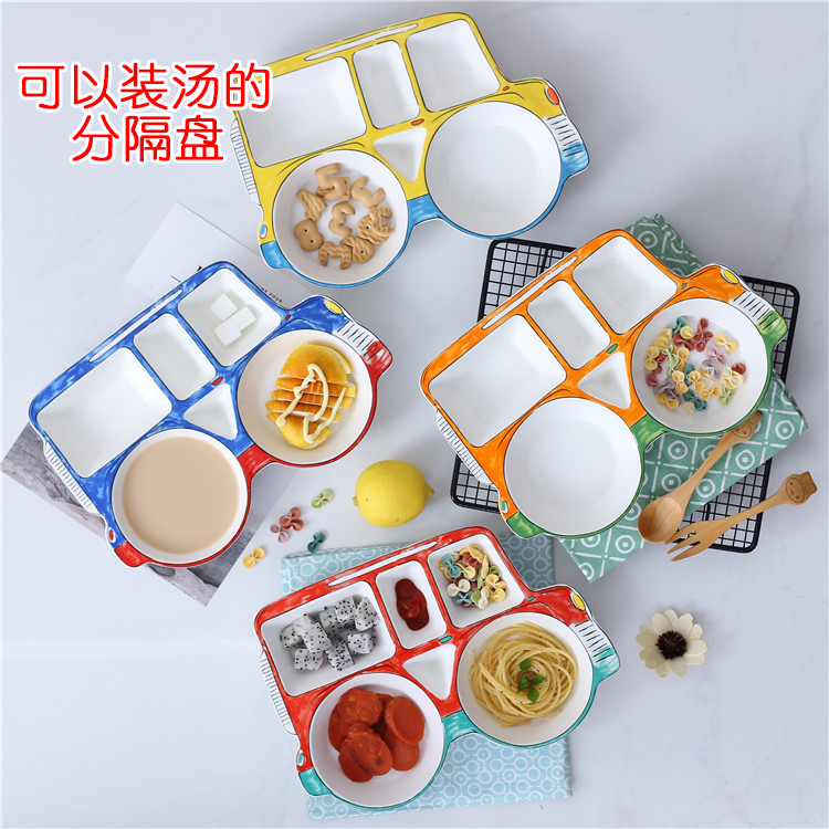 Love graces large creative hand - made ceramic separation plate jeep tableware auxiliary lovely children