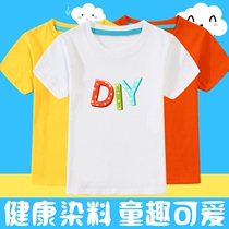 Insert Shoulder Children T-Shirt Custom Logo Print Print Picture Kindergarten Class Clothes Short Sleeve Printed Diy Half Sleeve Hand Drawing Compassionate
