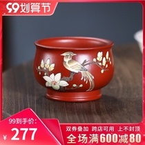 Yixing purple sand Cup mud painting cup pure handmade Magnolia Master Cup Single Cup kung fu tea cup tea cup tea cup Master Cup