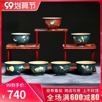 Yixing purple sand tea cup pure hand-painted flower and bird Master Cup kung fu tea set tea cup pure hand engraved single Cup