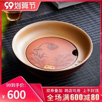 Yixing purple clay pot bearing dry bubble plate full manual Dry bubble table kung fu tea ceremony small tea tray double layer tea tray
