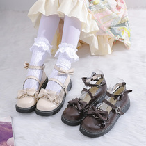 Small leather shoes Japanese women jk soft girl single shoes 2021 spring new round head low heel bow Lolita shoes tide