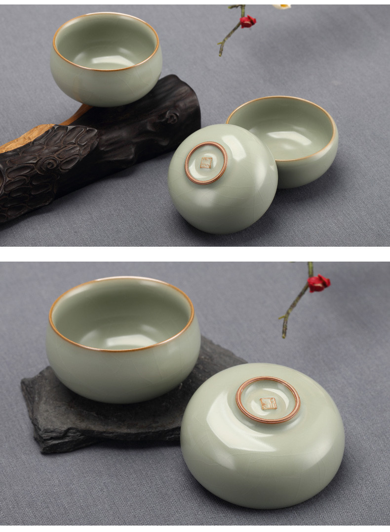 6hr景德镇汝窑开片分寸创意小茶杯功夫茶具品茗杯家用手工个人主_不