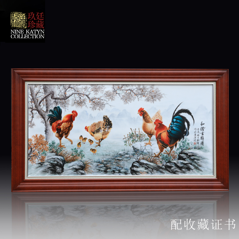 Jingdezhen ceramic arts and crafts master Deng Zhi, the teacher for chicken hand - made ceramic porcelain plate auspicious auspicious murals