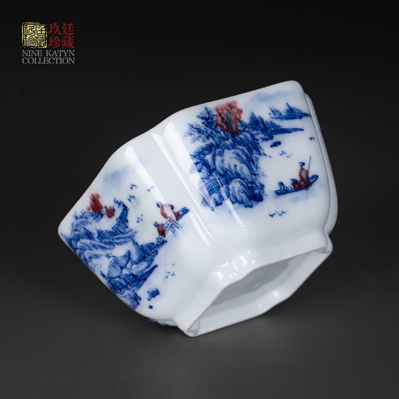 About Nine katyn manual blue - and - white youligong square cup of jingdezhen ceramic kung fu tea set sample tea cup master cup tea cup