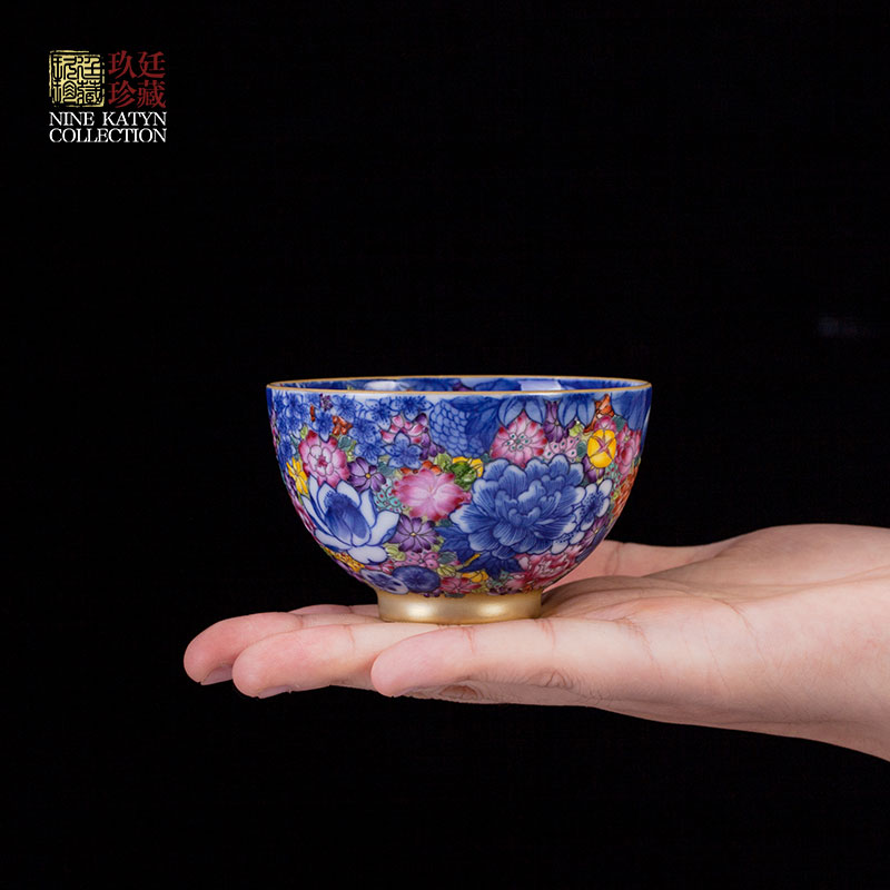 Nine at jingdezhen blue and white enamel see colour master cup single CPU checking ceramic cups kung fu tea cups individual sample tea cup