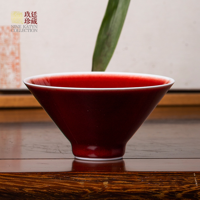 Nine at the jingdezhen ceramic craft master kung fu tea set personal tea cup single CPU hat to ruby red glaze teacup