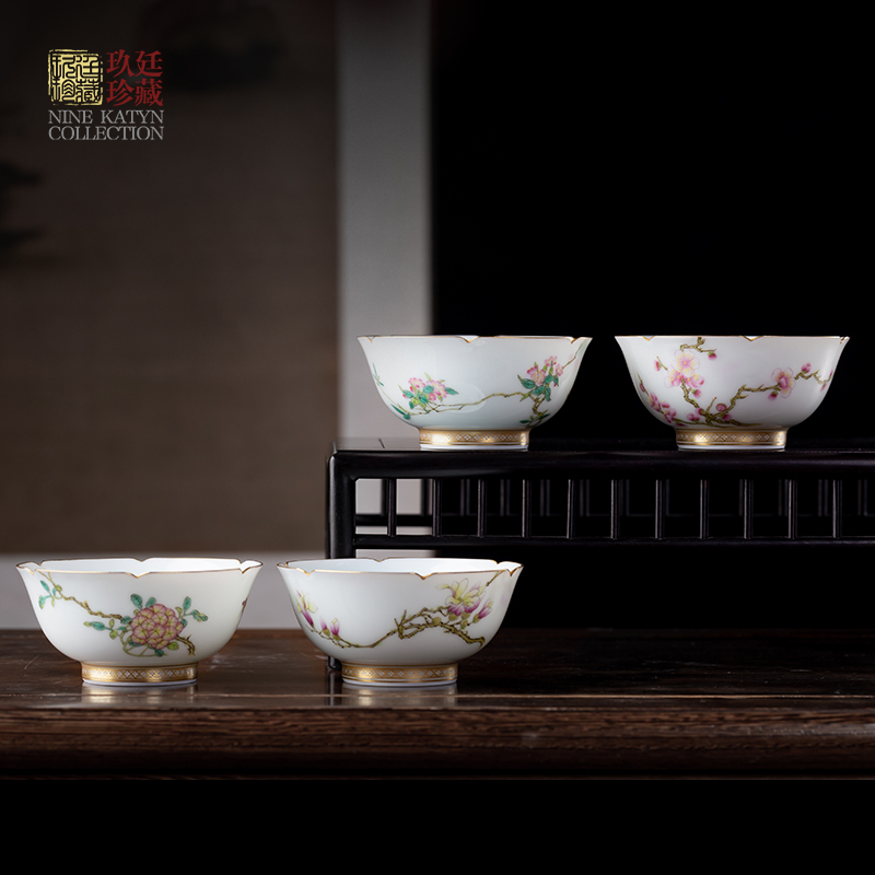 About Nine katyn hand - made kung fu tea set porcelain enamel single CPU jingdezhen hand kwai expressions using CPU small masters cup