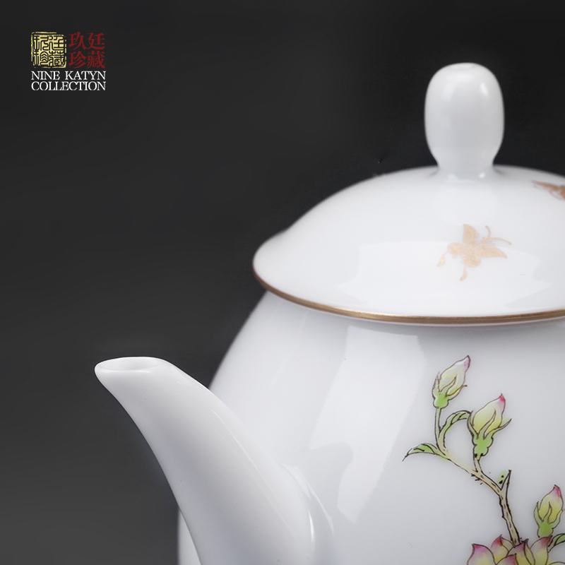 About Nine katyn checking ceramic teapot mini teapot single pot of jingdezhen hand - made pastel kung fu tea pot teapot