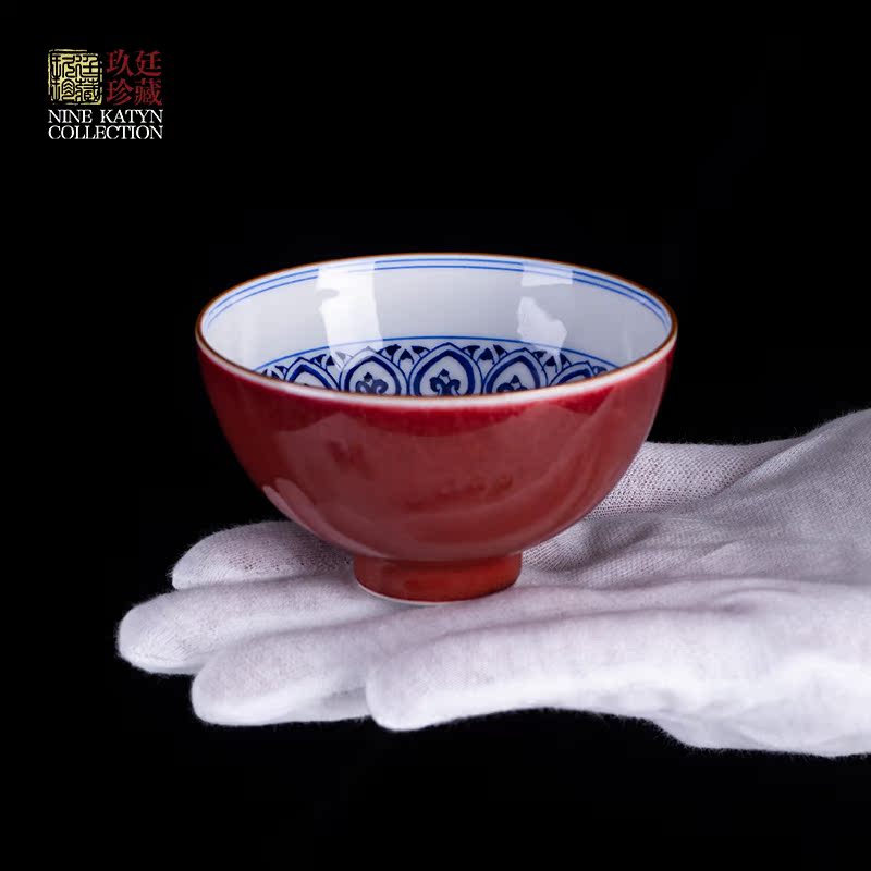 Nine red katyn offering master cup single CPU jingdezhen hand - made porcelain of kung fu tea set sample tea cup home ji red tea cups