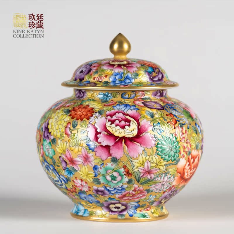 About Nine katyn checking ceramic tea pot hand - made jingdezhen tea accessories colored enamel small POTS flower storage tanks