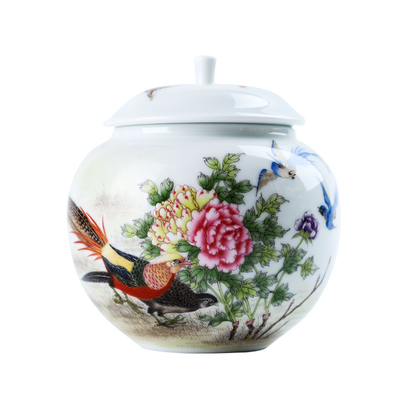 About Nine katyn manual colored enamel jingdezhen ceramic seal pot tea caddy fixings trumpet 150 g storage tanks and POTS