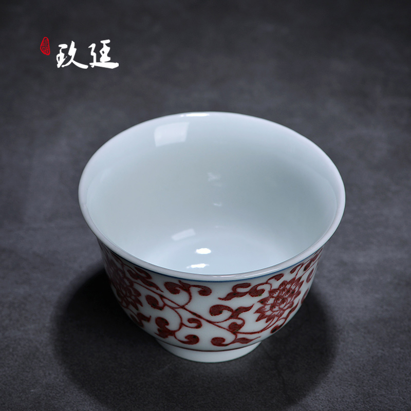 About Nine katyn manual hand - made teacup youligong sample tea cup host restoring ancient ways of blue and white porcelain cup small ceramic kung fu tea set