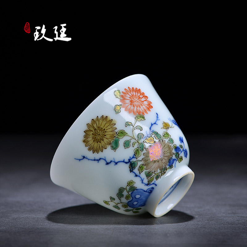 About Nine katyn kangxi flora 12 cups of archaize of jingdezhen tea service hand - made kung fu master sample tea cup cup single CPU