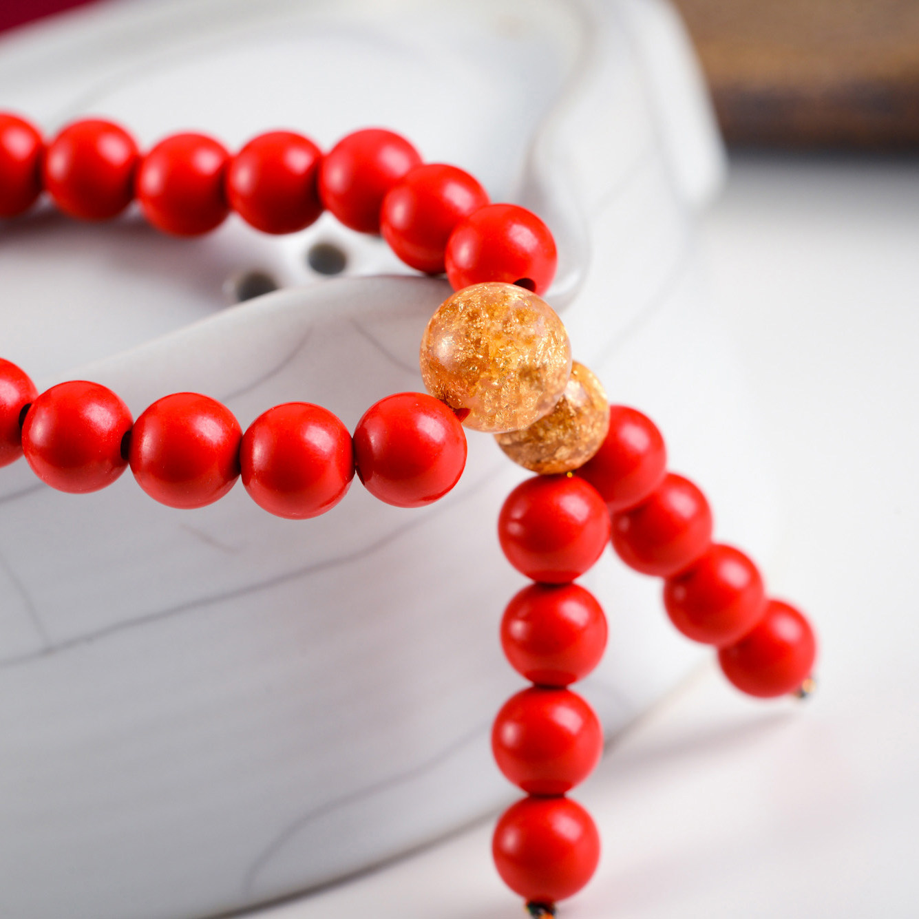 尚之缘红朱砂手链108颗佛珠多圈 猴年本命年手串多层男女饰品礼物