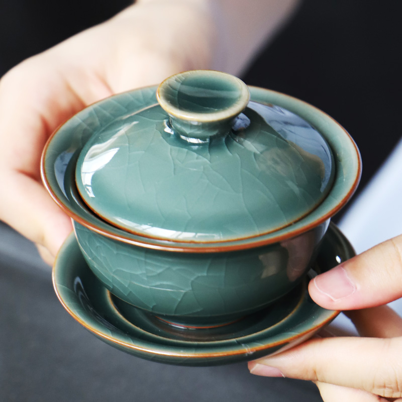 Auspicious elder brother up with tea set domestic retro ceramic teapot tea ice to crack the whole kung fu tea tea cup