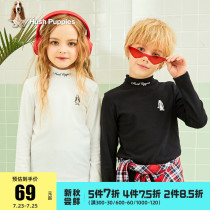 Childrens clothing childrens base shirt boys 2021 autumn new childrens girl style semi-high neck T-shirt