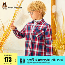 Leisure walk childrens clothing Boys  shirts 2021 autumn new childrens plaid shirts medium and large childrens baby foreign style tops
