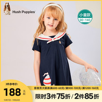 Leisure footwear girls' dress 2022 summer new children's navy short sleeve dress children's short sleeve dress