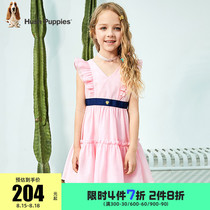  Xiubushi Childrens clothing Girls  dress 2021 summer new childrens skirt V-neck slim mid-size childrens princess skirt