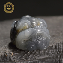 Xinjiang Hetian jade blue and white seed animal head pendant mens antique jade pendant natural jade girl