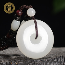 Xinjiang Hetian Jade sheep Jade safe buckle pendant female baby jade pendant men natural jade jade pendant