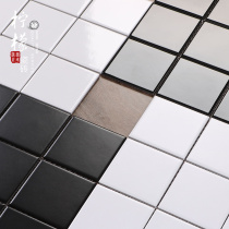 Nordic simple small white brick small square brick kitchen wall brick black and white plaid tile Nine Grid mosaic all porcelain