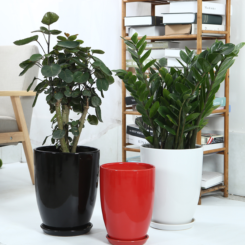 Flowerpot ceramic oversized contracted creative high model of indoor ground large plant pot white plastics bag mail wholesale