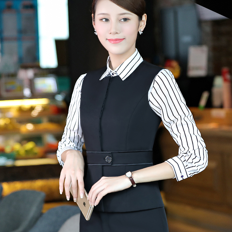 酒店工作服秋季长袖前台正装职业装女装套装西装美容院空姐制服ol