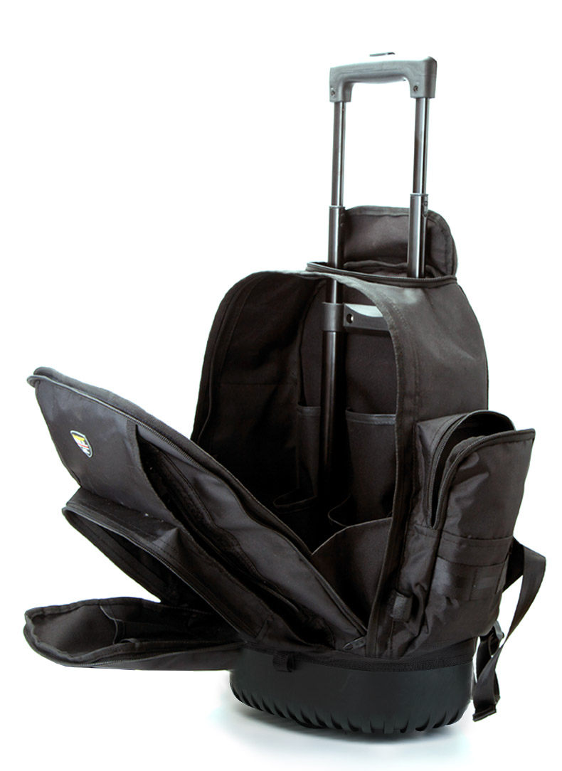 法斯特双肩工具包拉杆背包帆布加厚多功能维修包橡胶底三用工具包_折2