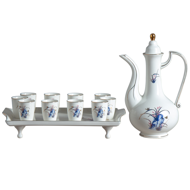 Jingdezhen ceramic wine suits for archaize hip home wine liquor cup Chinese creative points antique small a small handleless wine cup
