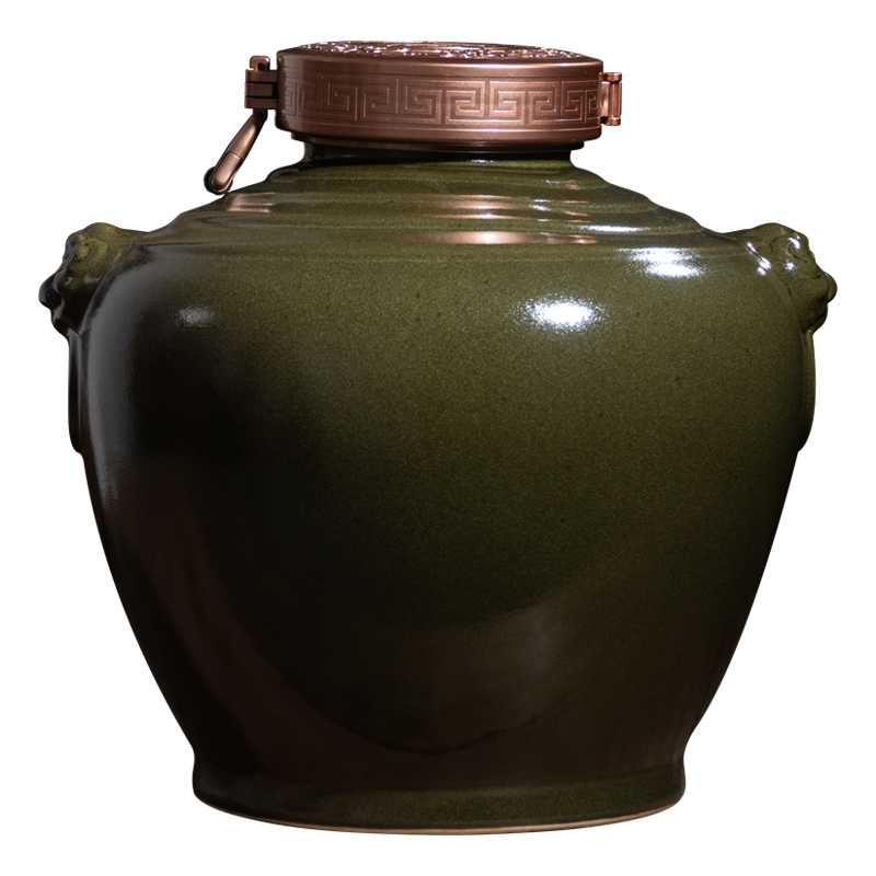 Jingdezhen ceramic wine jars 20 jins put antique bottles household seal at the end of the hip flask tank cylinder tea in it