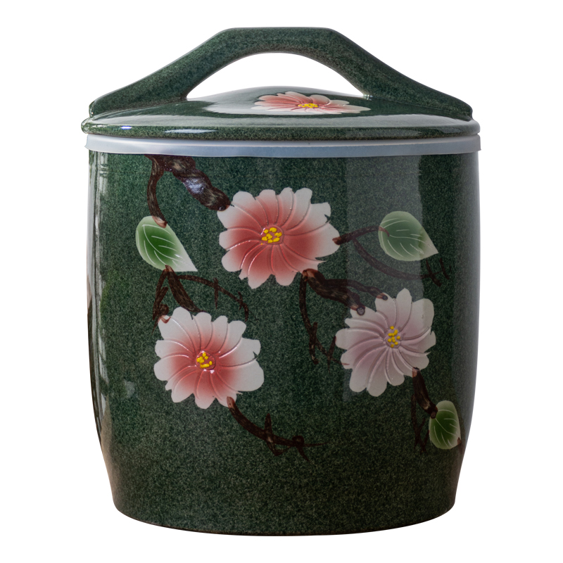 Jingdezhen ceramic barrel with cover 30 jins ricer box 10 jins 20 jins home insect - resistant seal flour storage bins