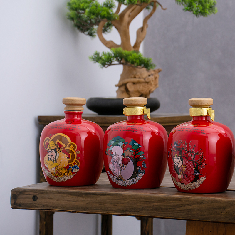 An empty bottle of jingdezhen ceramic 1 catty the loaded with gift box wine suit creative liquor pot of ancient seal empty as cans