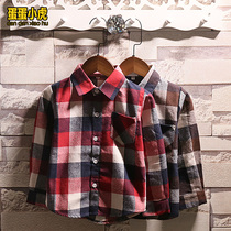 Childrens clothing 2018 autumn and winter new boys cotton shirt childrens long sleeve plaid shirt English style children cardigan