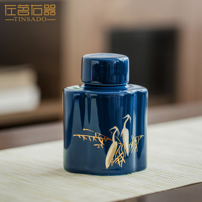 Egrets portable small caddy fixings creative move fashion mini ceramic household business seal pot moistureproof travel