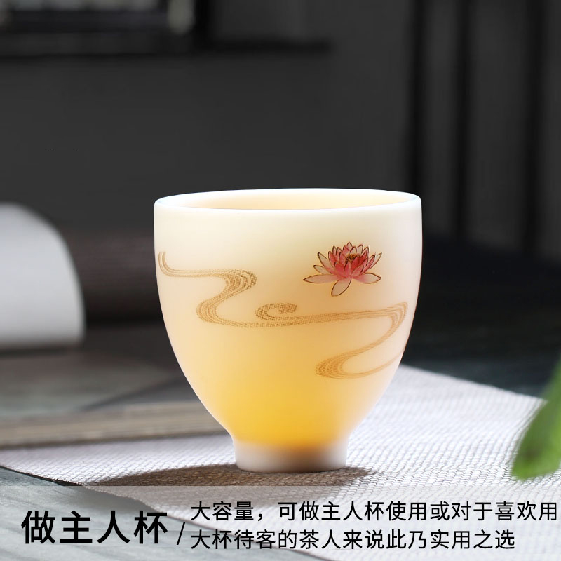 White porcelain teacup flora to drinks per individual high - end men 's and women' s single cup tea masters cup ceramics large glass by hand