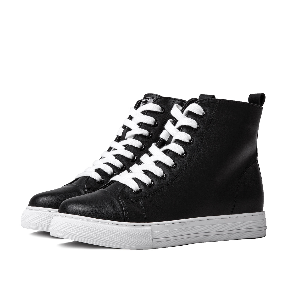 热风白色高帮鞋板鞋女平底街舞鞋百搭系带女士休闲小白鞋h13w6808