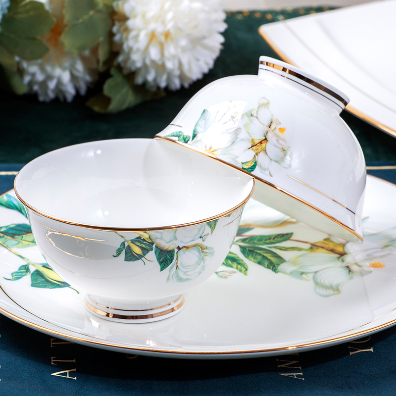 Dishes suit household European high - grade porcelain of jingdezhen porcelain tableware suit ipads ceramic bowl dish bowl chopsticks combination