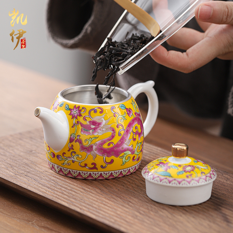 In extremely good fortune coppering. As silver enamel teapot hand grasp pot of kung fu tea tea set jingdezhen single household the teapot