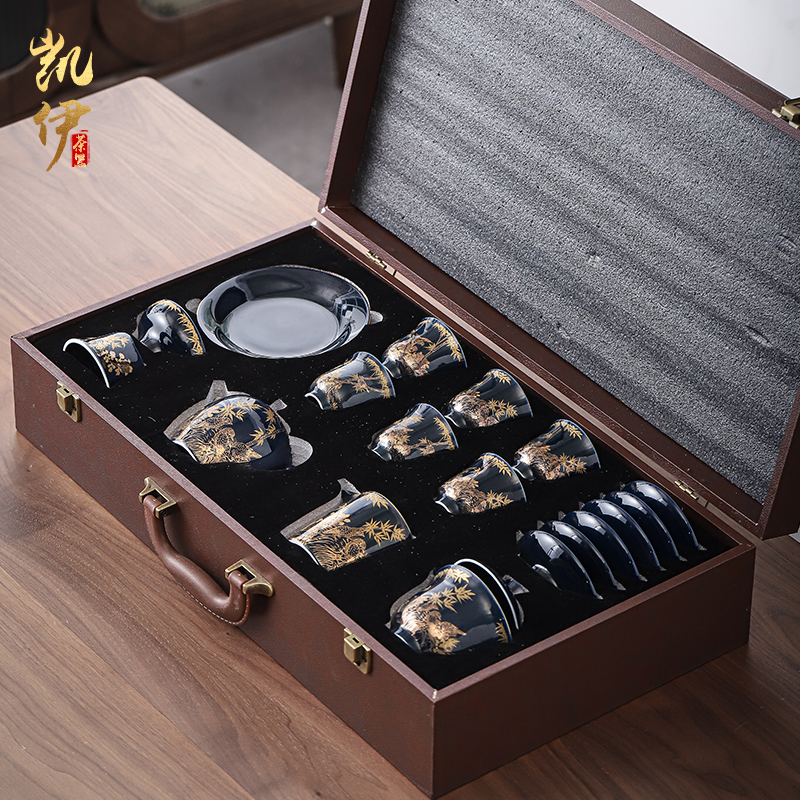 Tasted silver gilding kung fu tea sets tea tureen jingdezhen ceramic tea set with silver cups office tea gifts