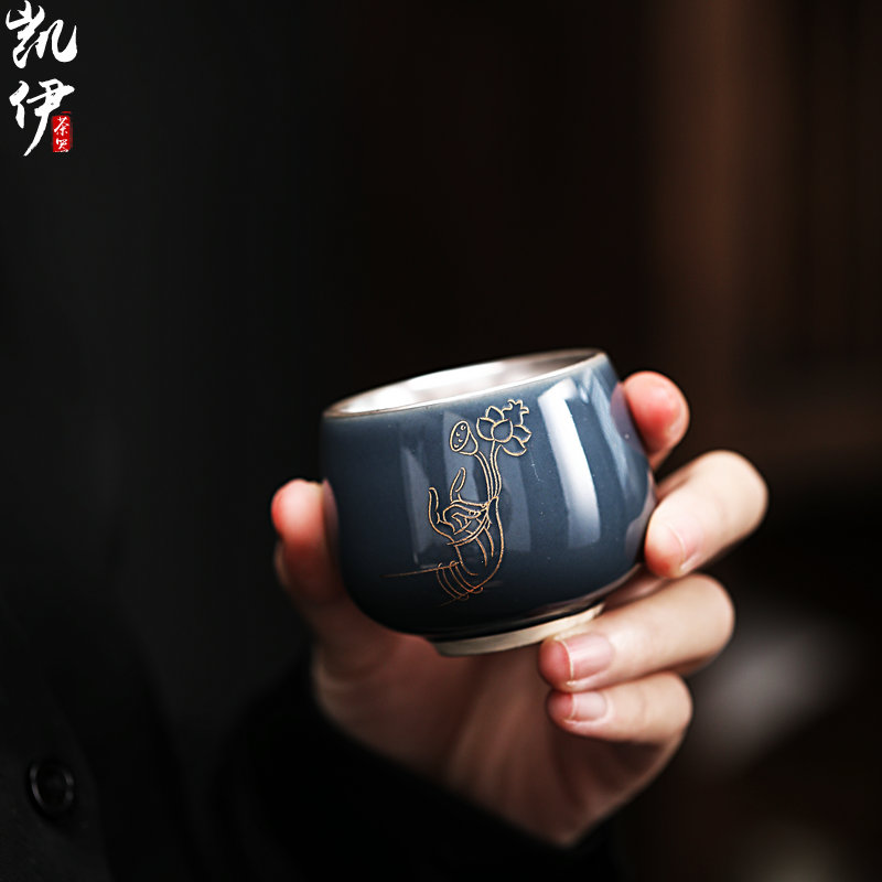 Ji 999 grilled blue glaze flower series coppering. As silver sample tea cup master kung fu tea cups jingdezhen ceramic cup