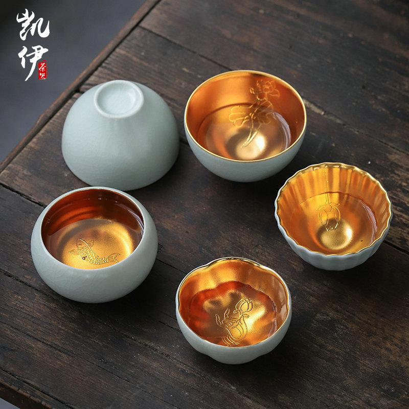 Your up 24 k jinzhan cups sliced open can raise kung fu tea cups jingdezhen ceramic sample tea cup large master cup trophy