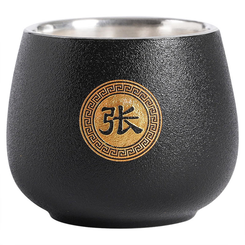 Coarse TaoLiu silver surname cup kongfu master cup tea individual cup ceramic sample tea cup silver cup support lettering